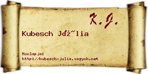 Kubesch Júlia névjegykártya